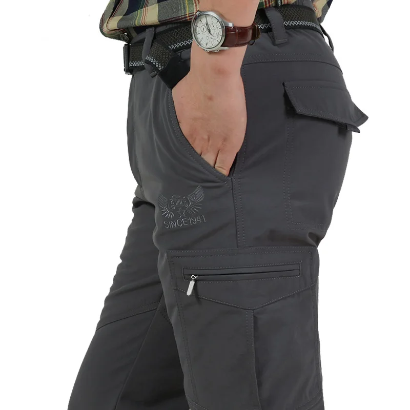 Cargo Pants Military Cargo Pants Thick Warm Cargo Stretch Pants Men Autumn Winter Military SoftShell Casual Fleece Tactical Long Trousers Waterproof Snow Pants