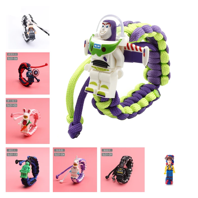 

Toy Story 4 Buzz Lightyear Bracelet Avengers Endgame Iron Man Captain America Building Block Bracelet Actiefiguren Kinderen Gif