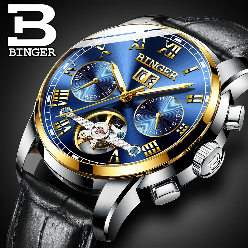Szwajcaria Binger Markowe Zegarki Męskie Automatyczny Mechaniczny Zegarek Z Mechanizmem Tourbillon Zegarek Sportowy Skórzany Casual Business Zegarek Męski Zegarki Mechaniczne Aliexpress
