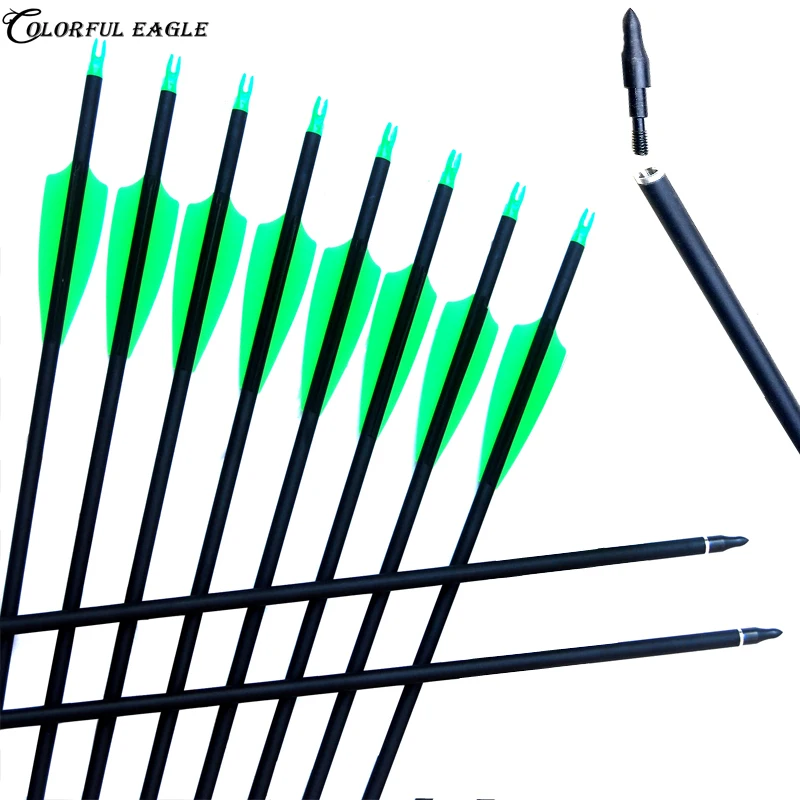 

28" 30" 31" Carbon Fiber Archery Arrow 500 Spine with 100 Grain Screw in Tips for bow Hunting Target Practice Arrows