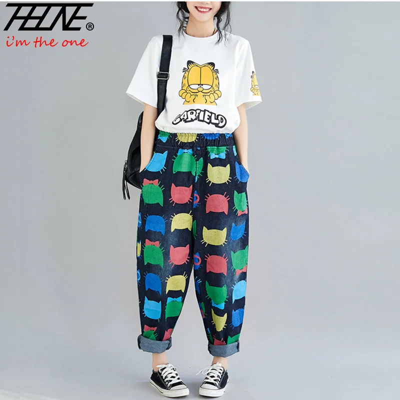 THHONE 2019 Spring Summer High Waist Jeans Women Denim Pants Harem Casual Trousers Print Plus Size Women Jeans Pants Femme Mujer THHONE 2019 Spring Summer High Waist Jeans Women Denim Pants Harem Casual Trousers Print Plus Size Women Jeans Pants Femme Mujer