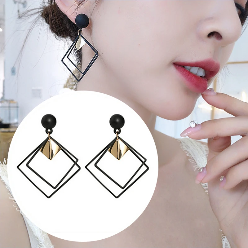

Statement Boho Geometric Ear Studs Big Dangle Drop Triangle Earrings Charm for Women