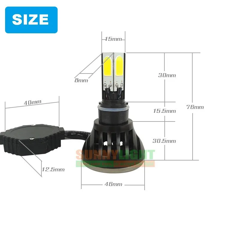 Cnsunny светильник светодиодный мотоциклетный головной светильник лампочка H4 H7 H6 p43t BA20d p15d 12V 2400LM высокое Яркость замены головки двигателя светильник