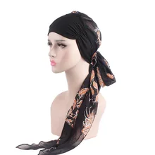 Женская химиотерапия шляпа тюрбан раком головной платок обертывание длинные волосы предварительно завязанная Шапочка-бандана