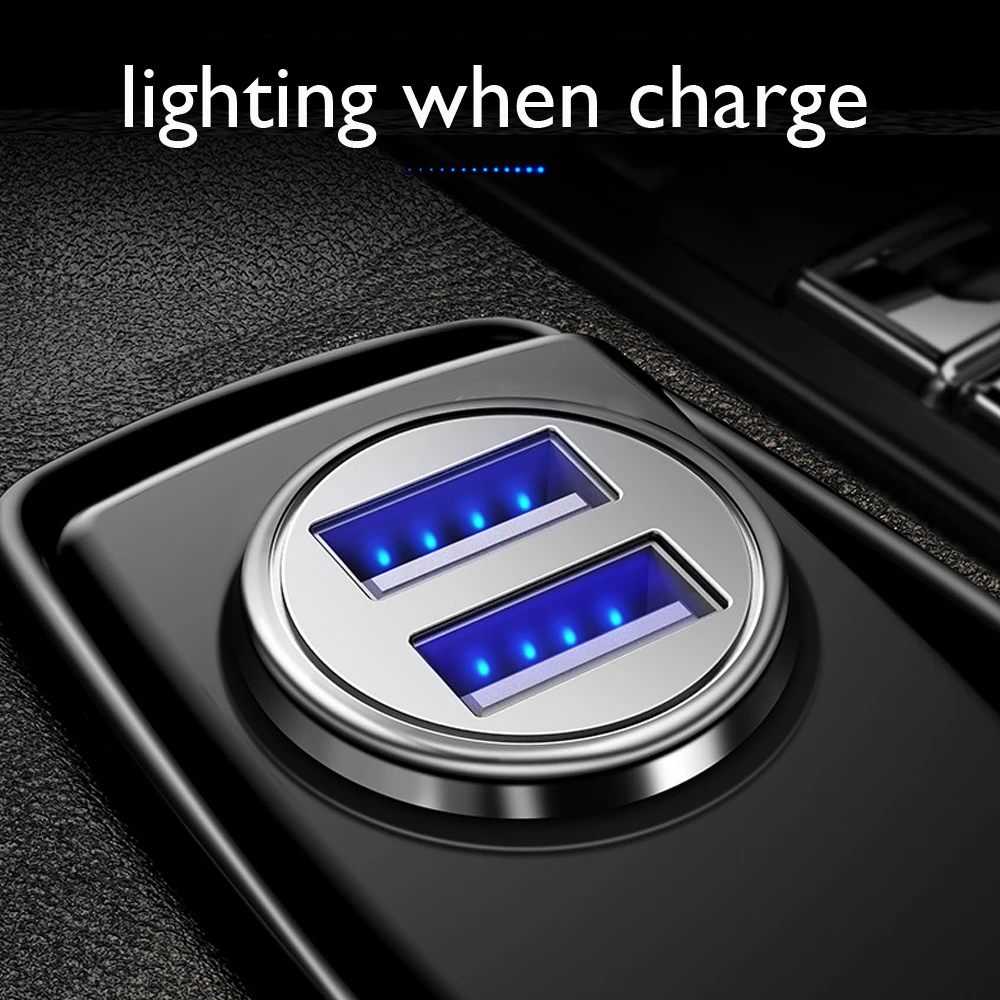 Powstro البسيطة usb شاحن سيارة محول 4.8A معدن السيارة-شاحن الجوال التنفس ضوء 2 ميناء شاحن سيارة usb تهمة الهاتف 24 واط Powstro البسيطة usb شاحن سيارة محول 4.8A معدن السيارة-شاحن الجوال التنفس ضوء 2 ميناء شاحن سيارة usb تهمة الهاتف 24 واط