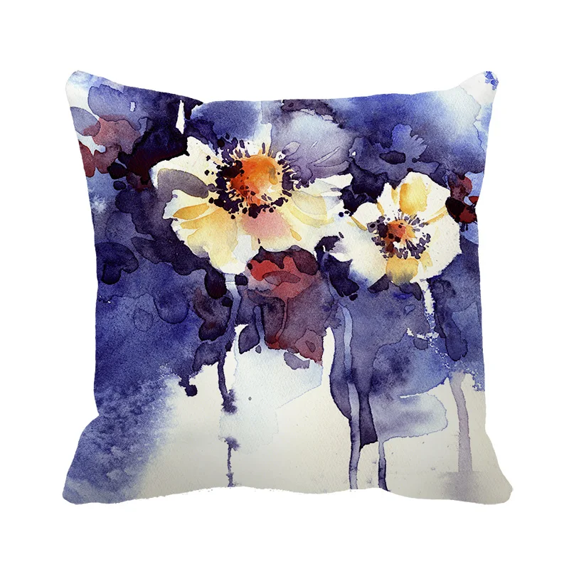 HD 20 45cm Square Canavs Pillowcases Purple Flowers Painting Pillowcase