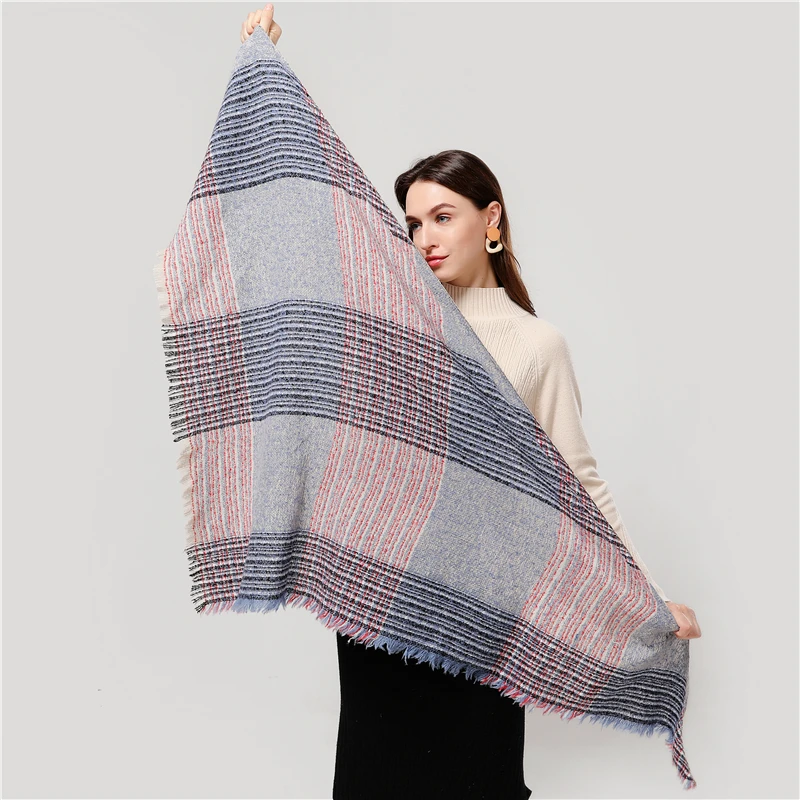 new designer brand women cashmere scarf triangle winter scarves lady shawls and wraps knit blanket neck striped foulard