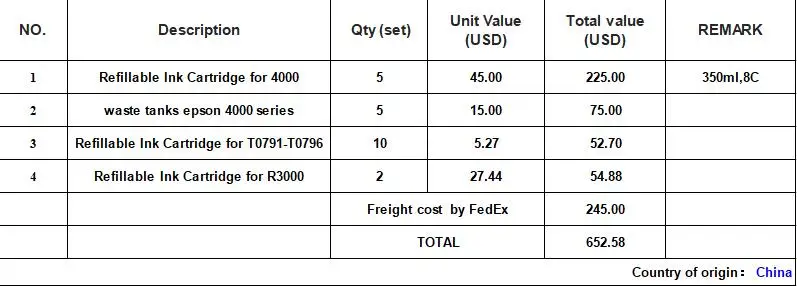 

INK WAY Refillable ink cartridges for 0791 4000 R3000 etc..
