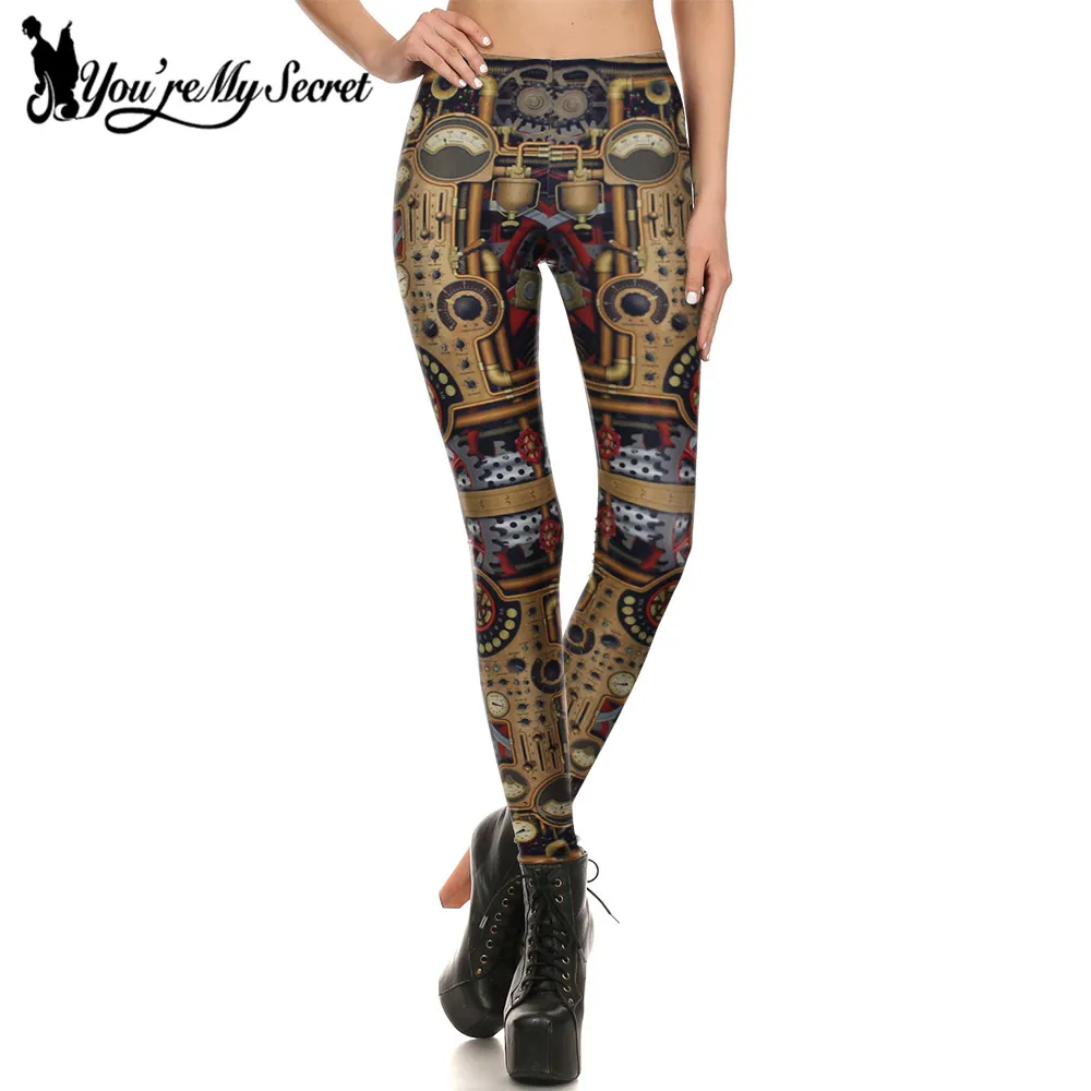 

[You're My Secret] Steampunk Mechanical Dial Workout Leggings Women 3D Printing Summer Gear Slim Fitness Women Leggins Pants