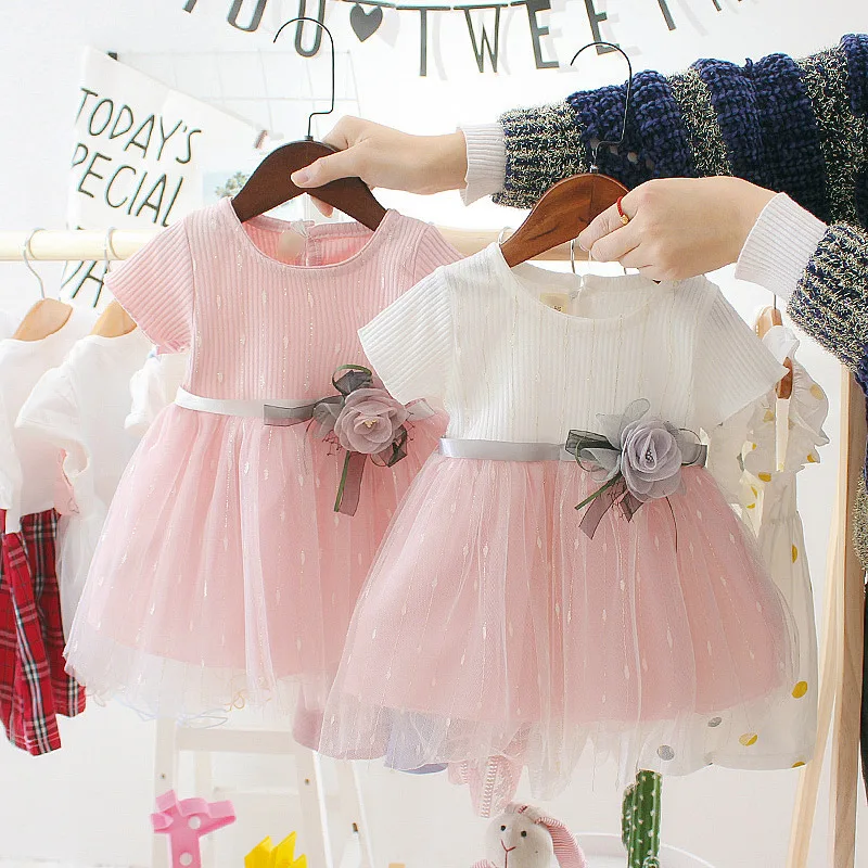 Летнее, для малыша из хлопка для девочек, платья с юбкой-пачкой из сетки; милая детская одежда для дня рождения От 0 до 3 лет платье принцессы для маленьких девочек