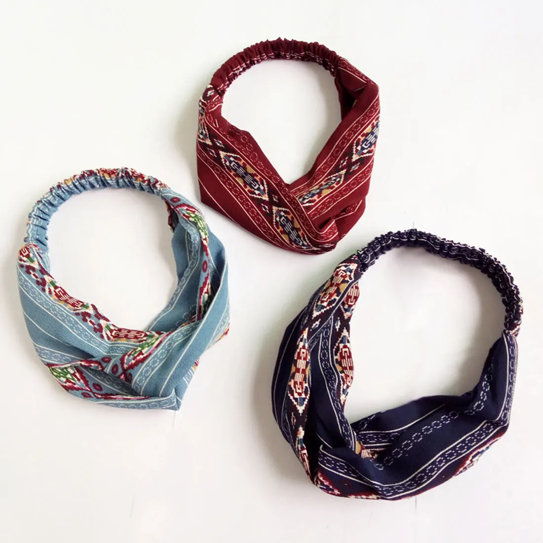Women Bohemian Headband Vintage Flower Cross Turban Hairband Elastic Hair Bands For Girls Hair Accessories