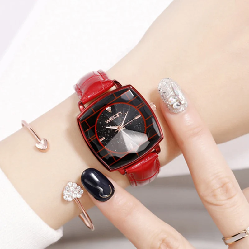 

Top Brand Square Watches Women Starry Sky Watch Contracted Leather Ladies Dress Elegant Clock Quartz Bracelet Wrist Watches 2019