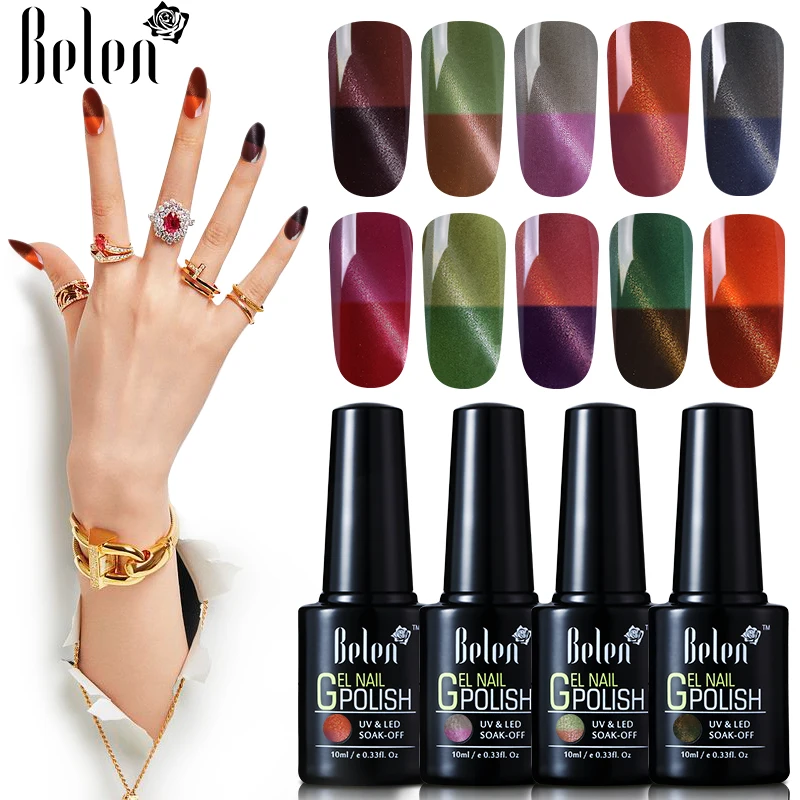 

Belen Nail Coat Soak Off Thermal Changed Cat Eye Gel UV LED Lacquer 10ml Gelpolish Manicure 3D Shiny Gel Nail Polish Nails Art