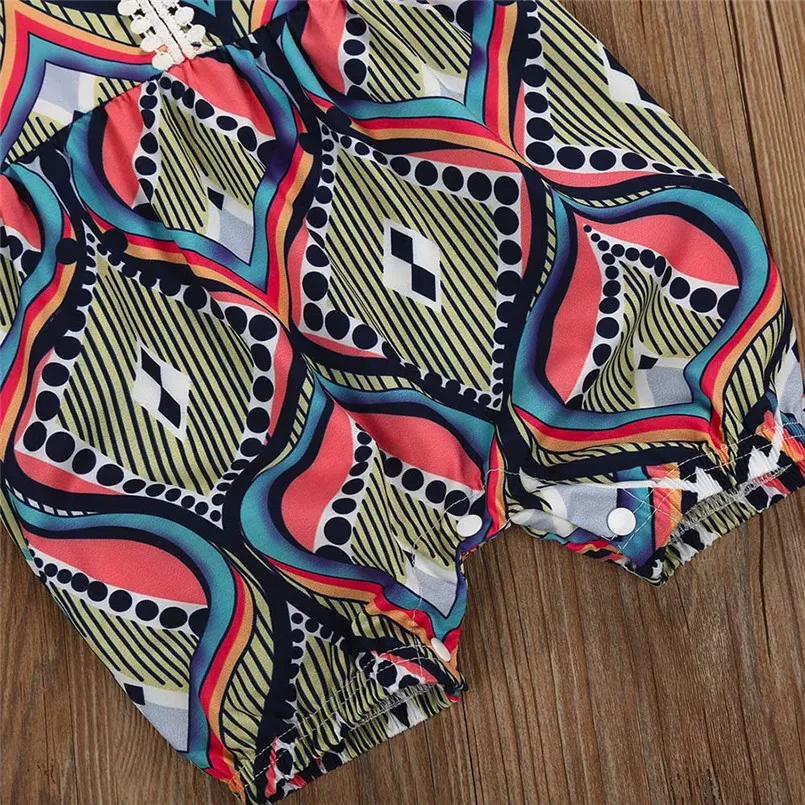 Girls suit summer 2019 new Newborn Kids Baby Boys&Girls Lines Pattern Print Sleeveless Romper Jumpsuit (10)