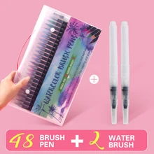 48PCS Colors Art Marker Watercolor Brush Pens for School Supplies Stationery Drawing Coloring Books Manga Calligraphy 48PCS Colors Art Marker Watercolor Brush Pens for School Supplies Stationery Drawing Coloring Books Manga Calligraphy