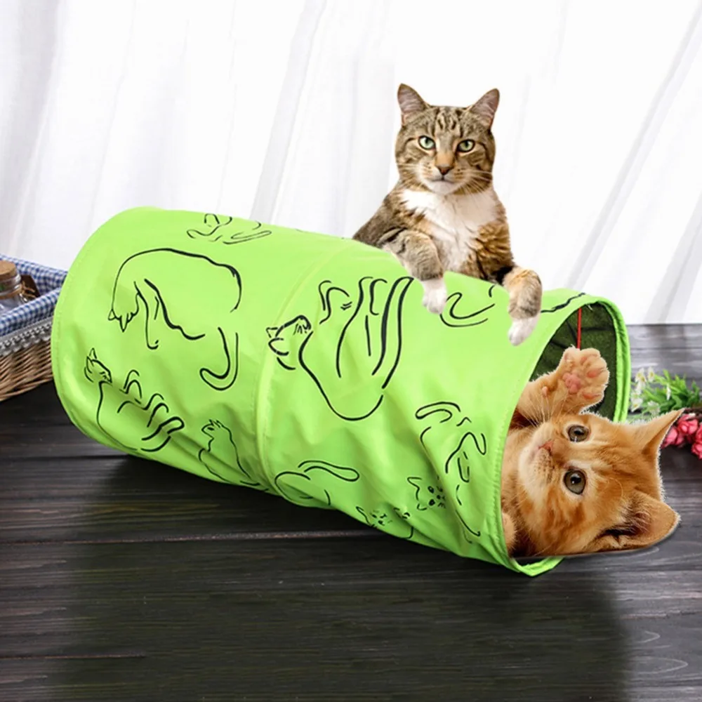 Складной кошка канал Кошка Туннель зоотоваров котенок палатка котенок игрушка с 3-слой флуоресцентные зеленые звук Бумага