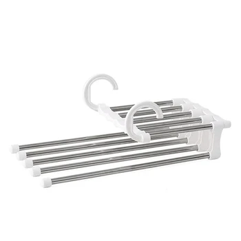 

Pants Hanger Closet Organizer Non Slip Multi Layers Stainless Steel Adjustable Trousers Storage Rack Space Saving for Jeans Ti