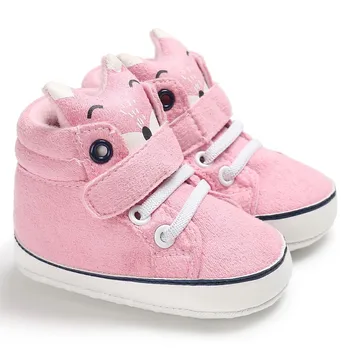 

Baby Autumn Shoes Kid Boy Girl Fox Head Lace Cotton Cloth First Walker Anti-slip Soft Sole Toddler Sneaker 1 Pair