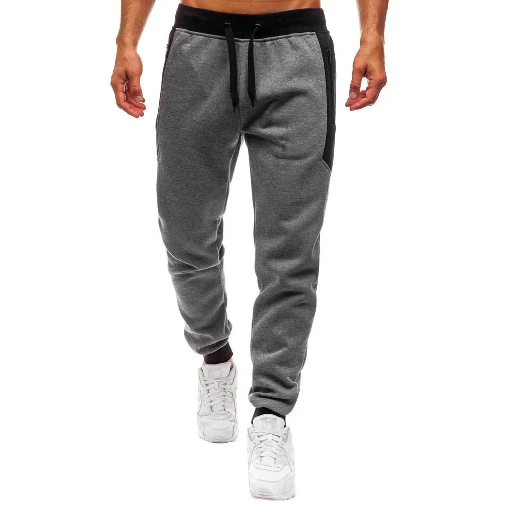 men pants Men Splicing Printed Overalls Casual Elastic Waist Pocket Sport Work Casual Trouser Pants jogging pants men c0413
