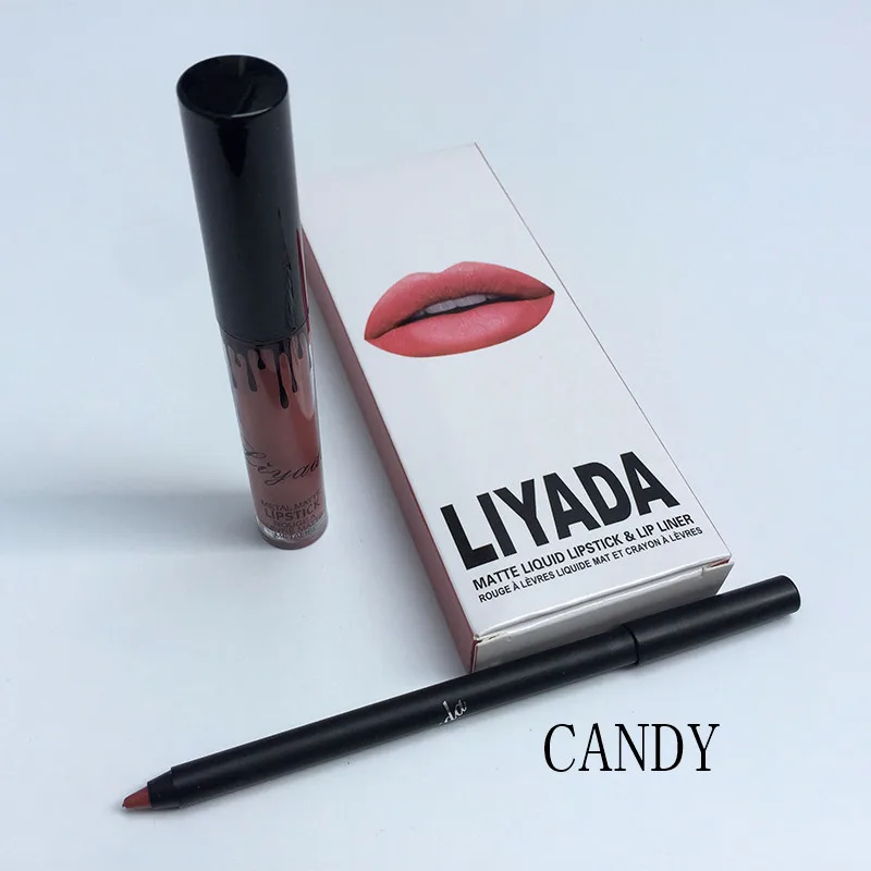 Лидер продаж года liyada Марка жидкая матовая помада комплект Lips Pencil Губы Макияж Lasting Водонепроницаемый Коврики ручка блеск для губ Косметика