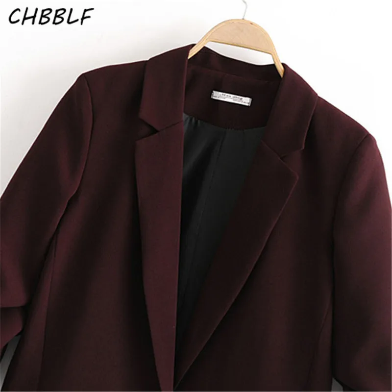 CHBBLF для женщин chic twill Блейзер три четверти рукав карманы офисная одежда пальто Зубчатый воротник винтажная верхняя одежда DFT27226