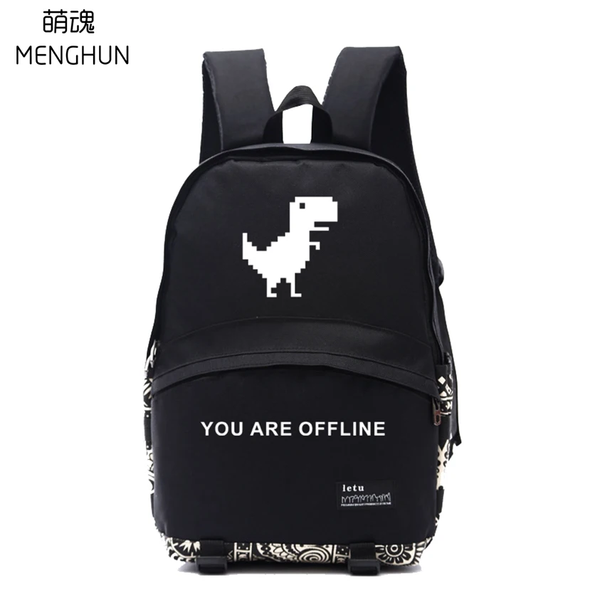 Geek backpacks Chrome game printing DinoChrome nylon backpacks