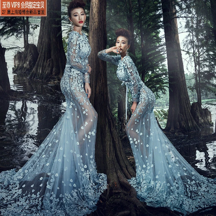 Figura Intera Blu Ricamo Abito Da Sposa Fantasy Ragazze Grande Treno Lungo  2015 Nuovo Arrivo Photography Abito|dress fantasy|new arrivaldress dress  dress - AliExpress