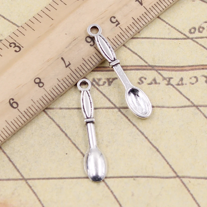 20pcs 매력 스푼 6x33mm 티벳 실버 컬러 펜던트 골동품 보석 만들기 DIY 수제 공예