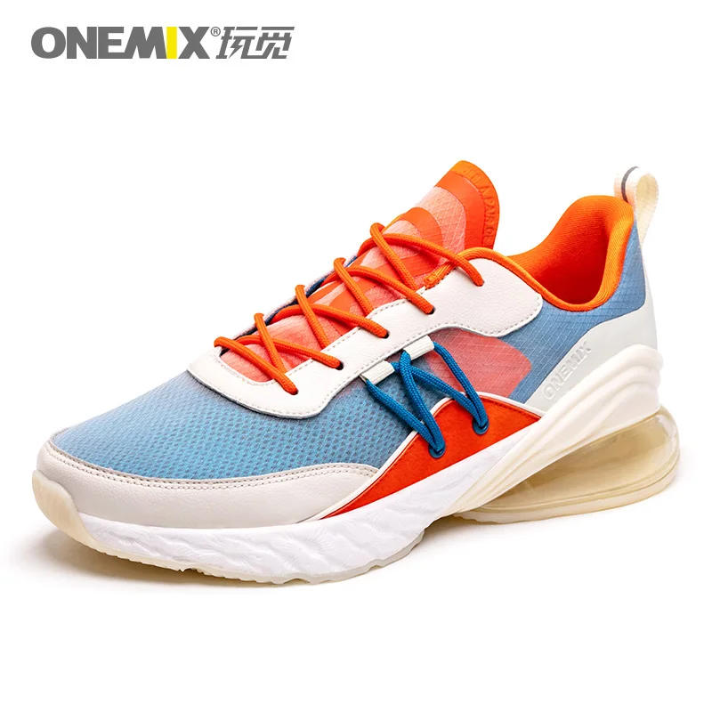 

ONEMIX Fashion Men Air Cushion Casual Shoes Breathable Textile Upper Summer Sneakers Lightweight Outdoor Sport Trainers