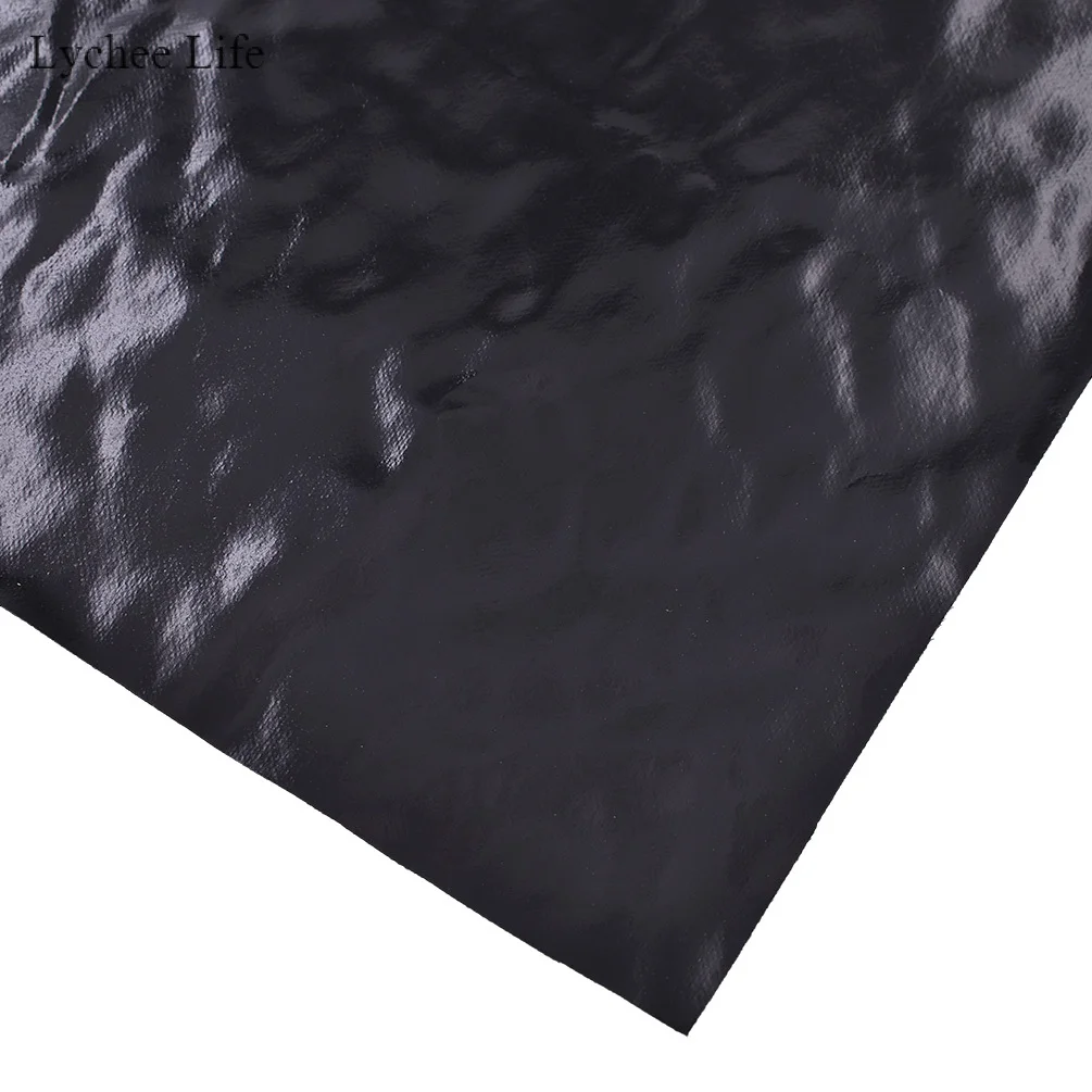 Lychee Life A4, мягкая тонкая искусственная кожа, сшитая ткань для рукоделия, сумки ручной работы, аксессуары для украшения с бантом - Цвет: Black