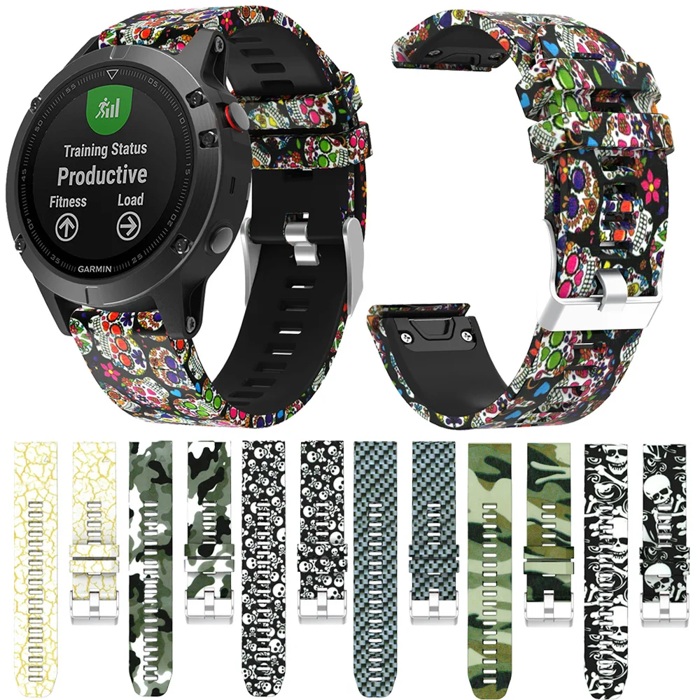 

Printing Environmental Protection Silicone Watch Band Strap For Garmin Fenix 5 / 5 Plus Replacement Strap Sport Bracelet Belt