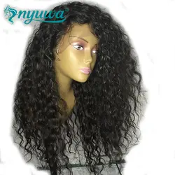 360 синтетический Frontal шнурка волос человеческие волосы Искусственные парики для женщин 180% Плотность предварительно сорвал отбеленные узлы