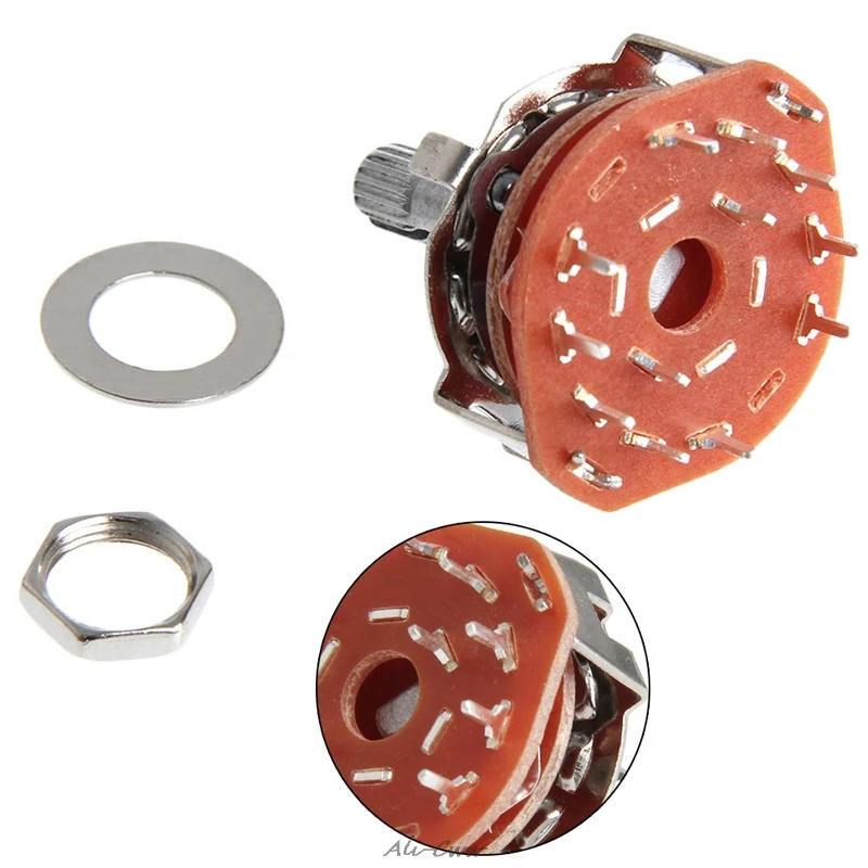 

RS25 Shaft Panel Mount 2P5T Rotary Switch Selector Band 2 Pole 5 Position New