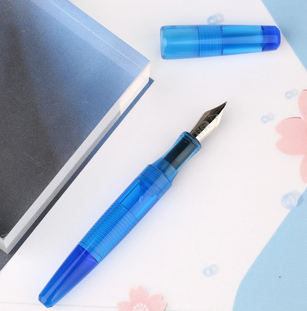 

Moonman C2 Dropper Fountain Pen Fully Transparent Blue Iridium F 0.5mm Golden/Silver Nib Large-Capacity Ink Storing Fashion Pen