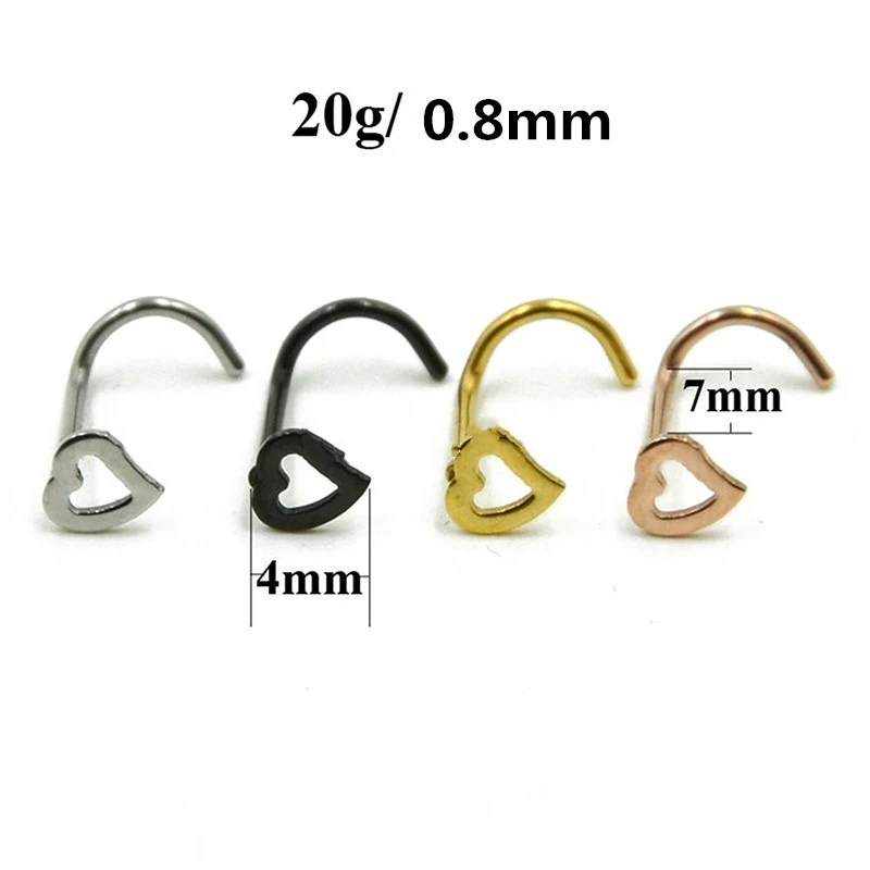 Qevila Hot Sale Nose Ring Stainless Steel Heart Shape Piercing Fake Clip on Nose for Woman Rings Body Clip Hoop Nose Septum Ring (6)
