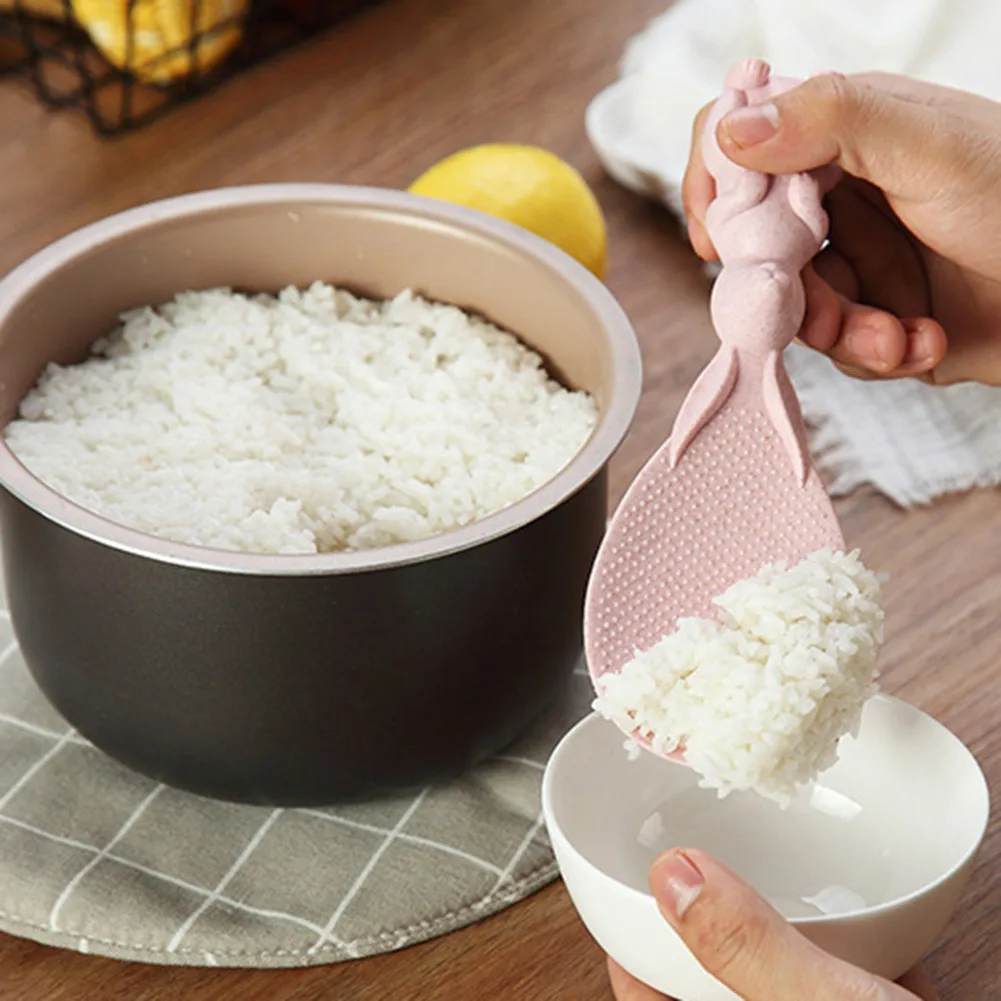 Новая Пшеничная солома милый мультфильм кролик рисовая ложка не липкая вертикальная подставка рисовый суп соус ковш кухонный инструмент