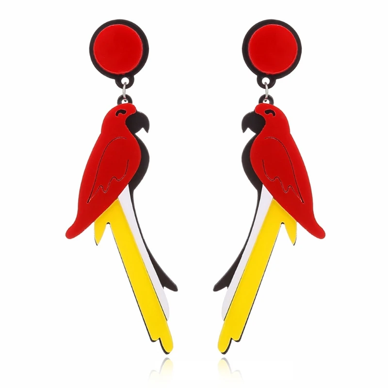 

Acrylic Parrot Bird Drop Statement Earrings Women Stand Out Fashion Jewelry Exquisite Earrings