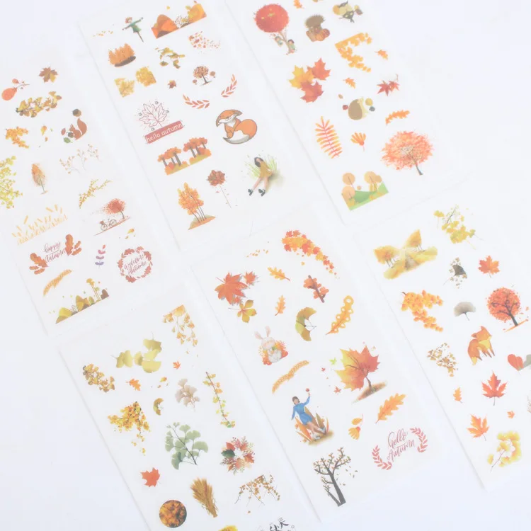 

6 pcs/pack Autumn Traces Decorative Stickers Adhesive Stickers DIY Decoration Diary Stationery Stickers Children Gift