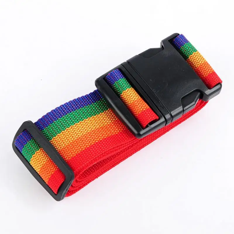 Багажный ремень для путешествий, регулируемый ремень для чемодана, нейлоновый безопасный кодовый замок с пряжкой, ремни для багажа - Цвет: rainbow