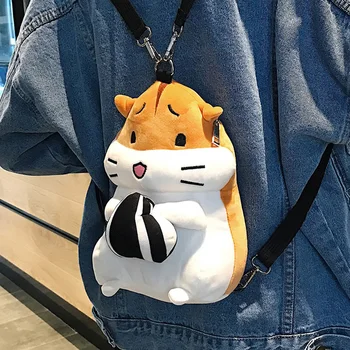 

Japanese Kawaii Fluffy Cartoon Backpack Korean Cute Animal Gray Brown Plush Back Pack For Teenage Girls Small Bag Kids Toy Gift