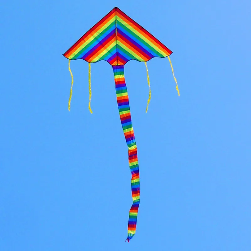 

Free shipping large rainbow kites flying 10pcs/lot delta kites line ripstop nylon kites toys for children parafoil bird resin