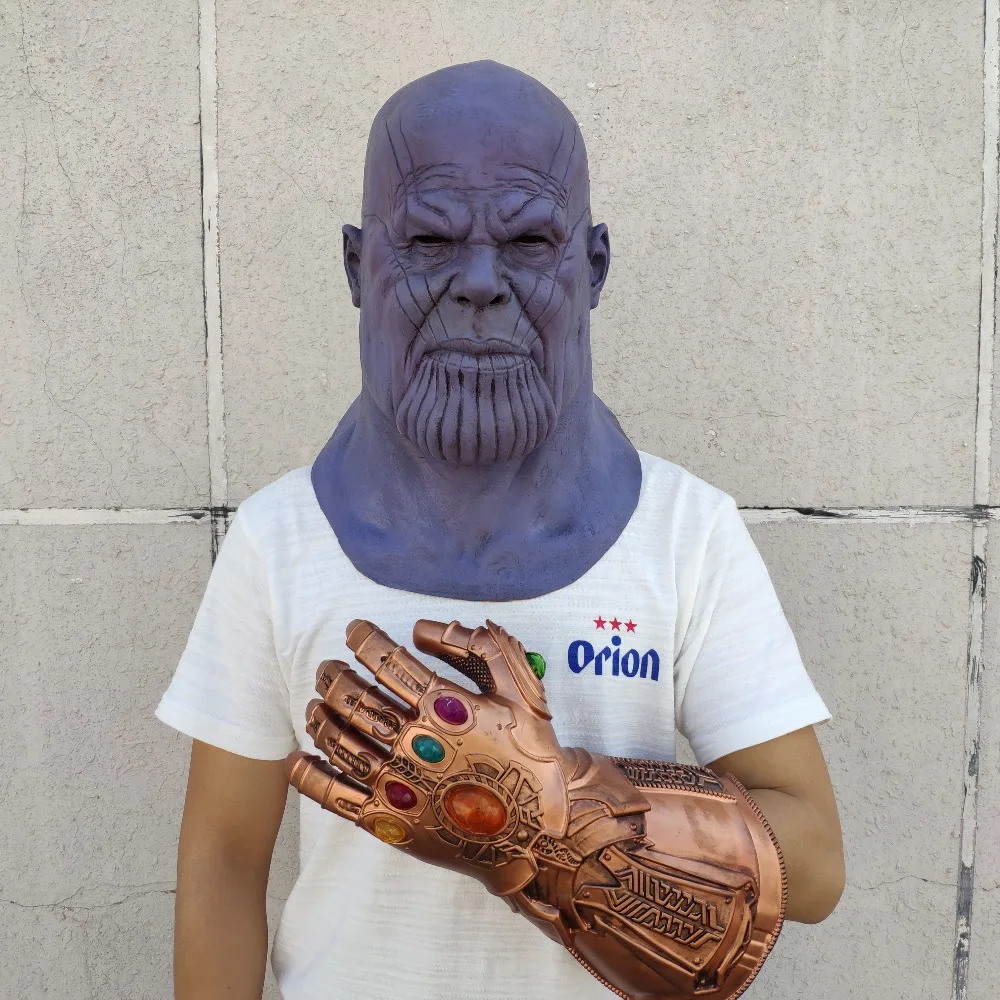 Deluxe Thanos Mask Infinity Gauntlet Avengers Infinity War Gloves Helmet Cosplay Thanos Masks Halloween Party Collection Props DropShipping 5