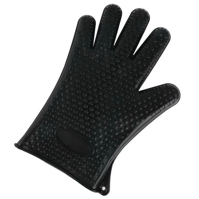 Urijk 1 шт. силиконовая перчатка Кухня термостойкие перчатки Температура перчатки приготовление, Выпекание, барбекю печь перчатки Кухня аксессуары - Цвет: Black