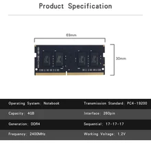 KingSpec DDR4 4 ГБ 8 ГБ 16 ГБ ОЗУ ПК ноутбук память 2400 МГц 260pin высокая производительность скорость 1,2 в DDR4-NB-4G