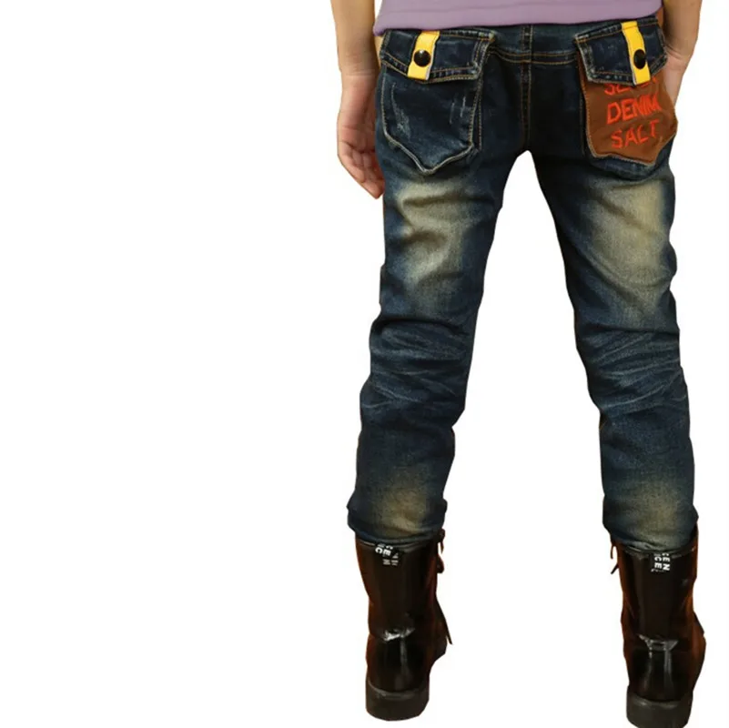 Вельветовые джинсы для мальчиков Новинка года; зимние плотные Узкие повседневные джинсы; детские ковбойские брюки детская одежда с эластичной резинкой на талии; Размеры 110-150