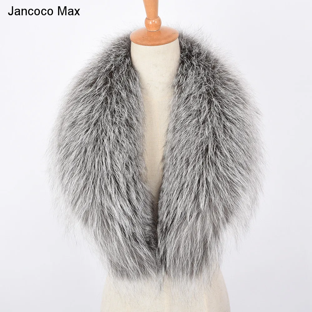 Jancoco Max 2019 новые зимние натуральная черно-бурая лиса меховой воротник Высокое качество Модный шарф меховое пальто; парка воротники S7307