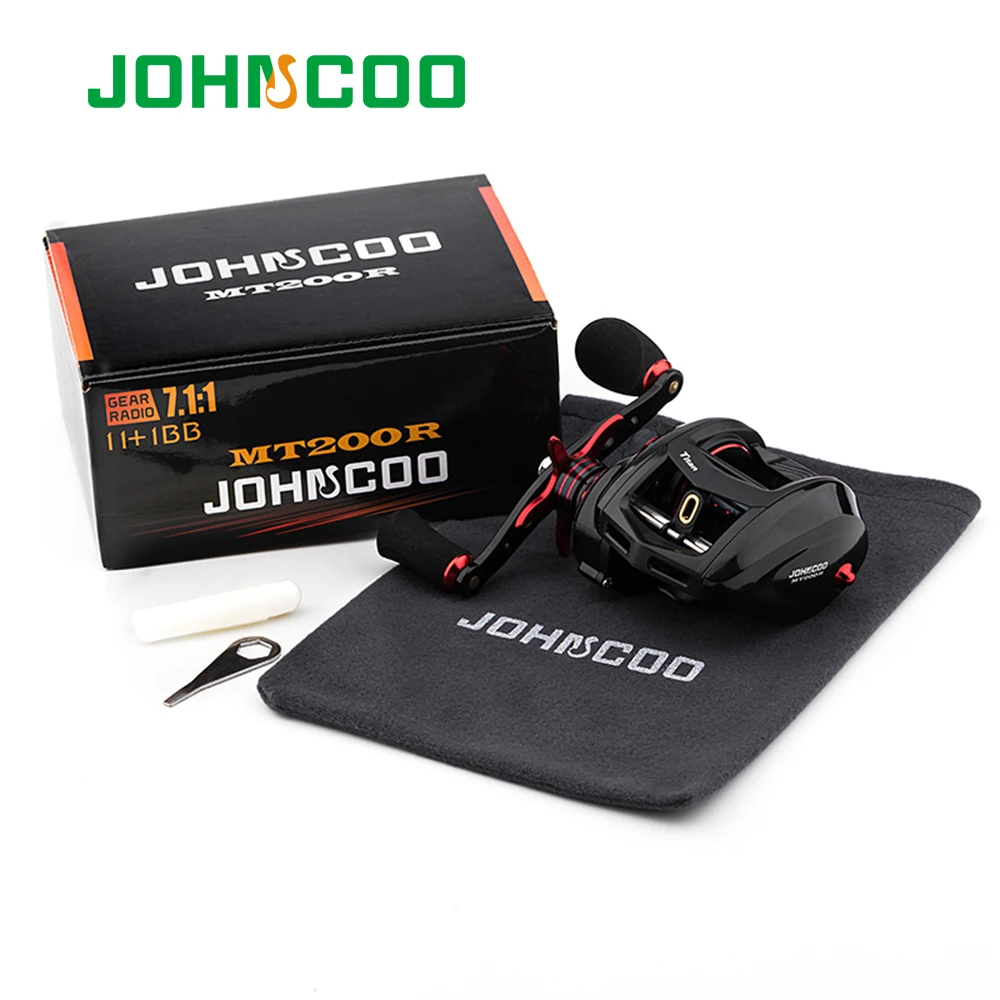 JOHNCOO Bait Casting Reel Big Game 13kg Max Drag Sea Fishing jig Reel 11+1 BB 7.1:1 Aluminium Alloy Body Jigging Fishing Reel