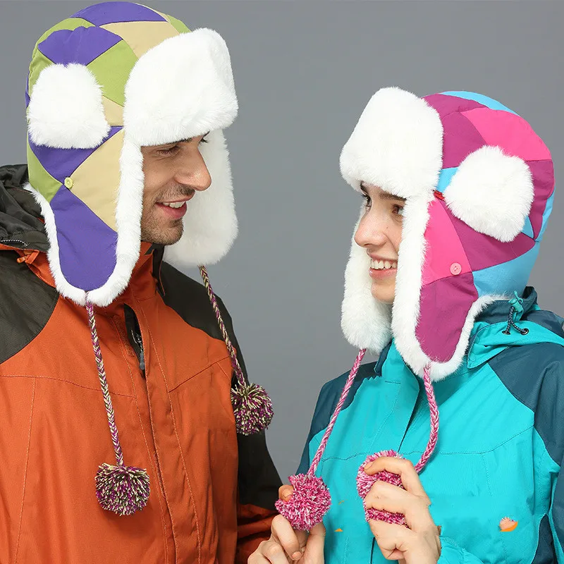 Фото Paternity Winter Warm Thick Wind Protection Ear Cap Ski Hat Cycling Masks Hood Hiking Polar Outdoor Hombre women fur | Спорт и