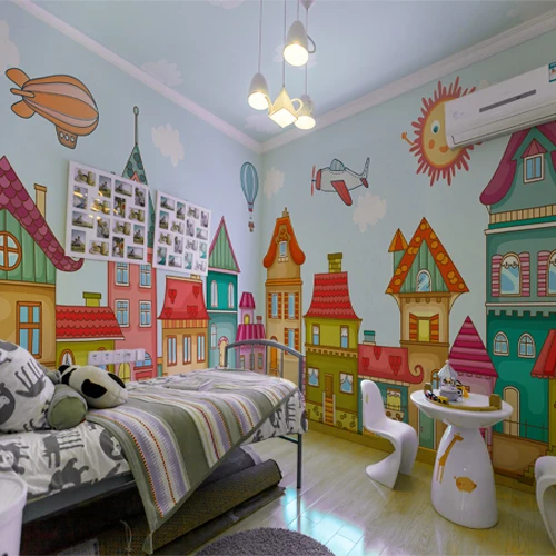 Free Shipping Children's room bedroom wallpaper cartoon boy and girl