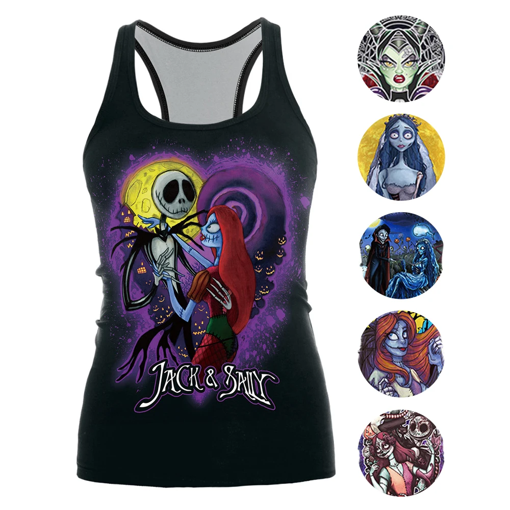 

[You're My Secret] 2019 The Nightmare Before Christmas Tank Top for Women Corpse Bride Gothic Style Halloween Sleeveless Vest